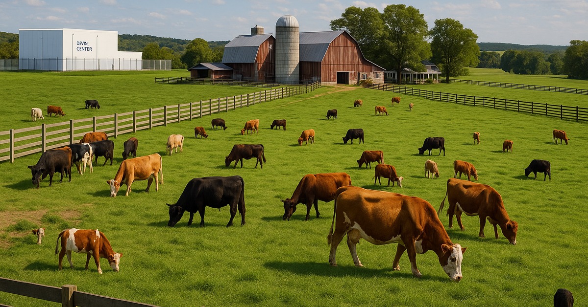 Close-up of beef cattle near weathered wooden fence on a golden-lit family farm