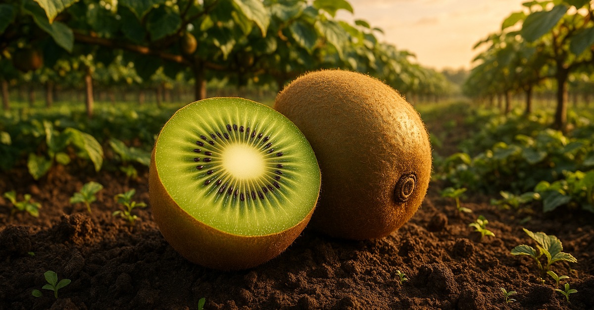 Close-up of fresh kiwi fruit cross-section revealing emerald green flesh and seeds