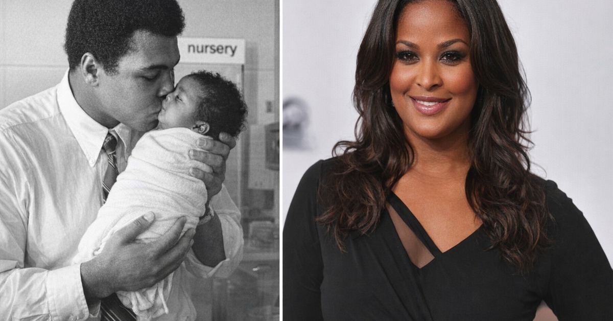 Laila Ali confident at formal event wearing black top with composed expression