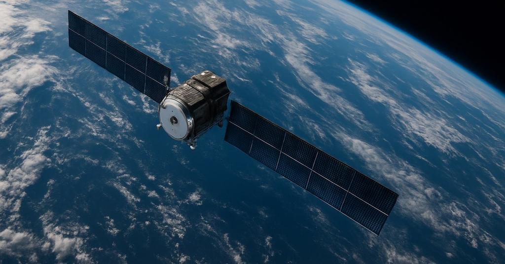 Close-up of an atomic clock component inside a navigation satellite in orbit