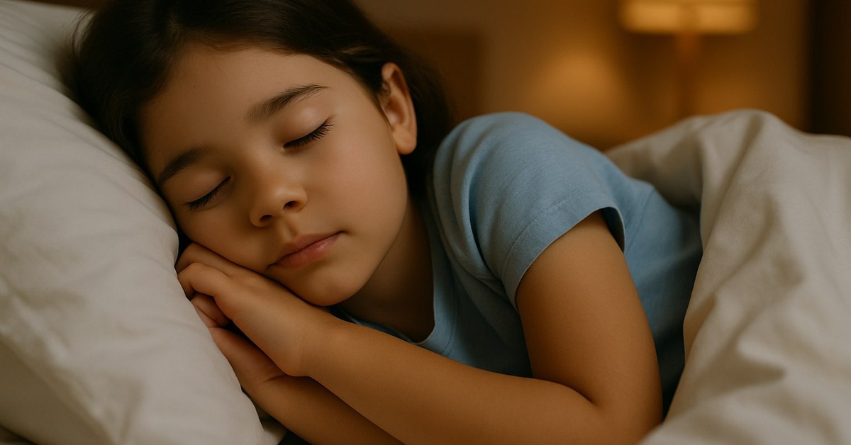 Parent reading a bedtime story to a drowsy child in a warmly lit bedroom
