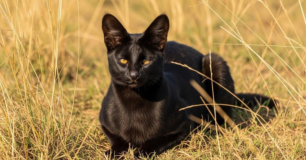 Close-up of black serval coat showing ghost spots visible in direct sunlight