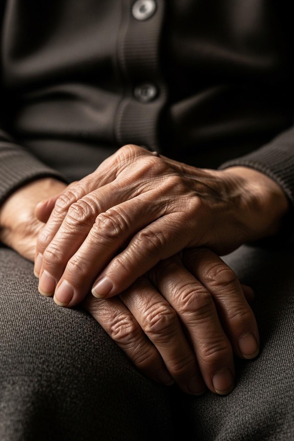 Elderly Korean comfort woman survivor seated with dignified expression, soft dramatic light
