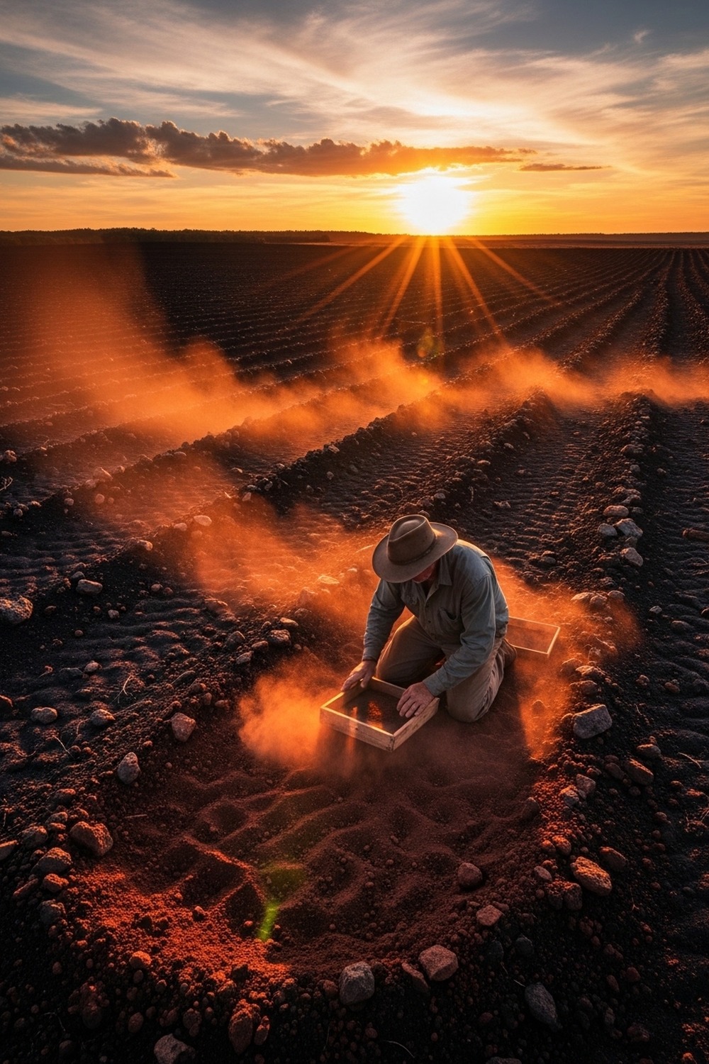 Visitor digging through volcanic soil at Crater of Diamonds State Park Arkansas