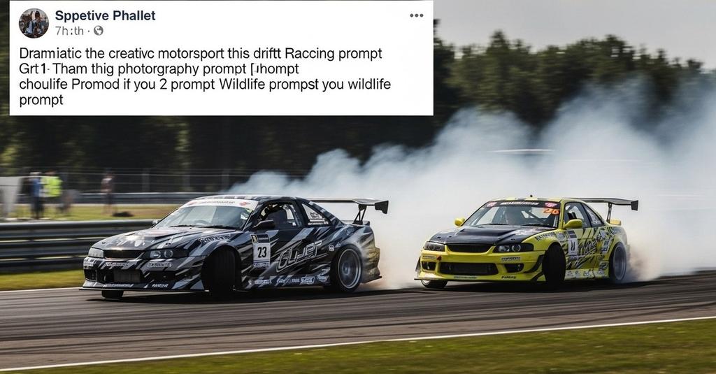 Close-up of rear tires screaming with smoke on a competitive drift track