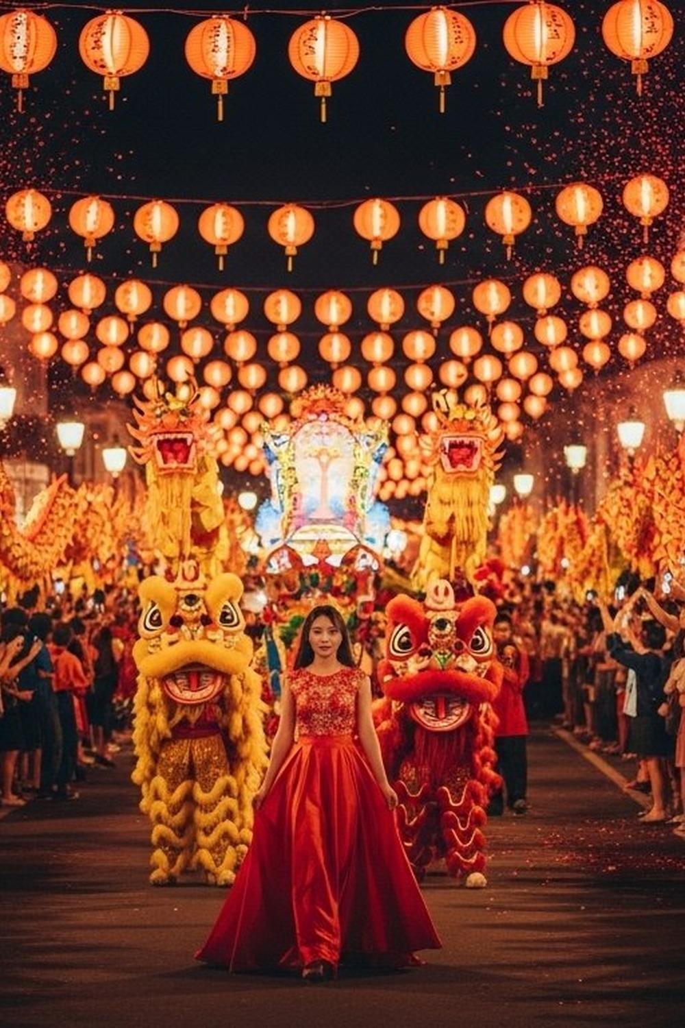 Eileen Gu smiling as grand marshal of San Francisco Chinese New Year Parade at night