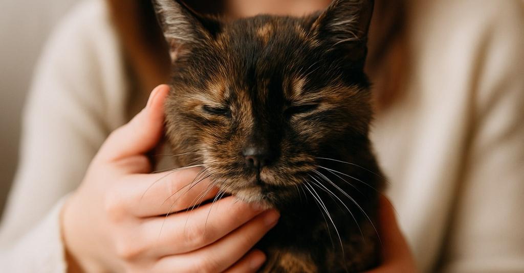 Close-up portrait of an aged domestic cat with cloudy eyes and weathered fur, symbolizing extreme feline longevity