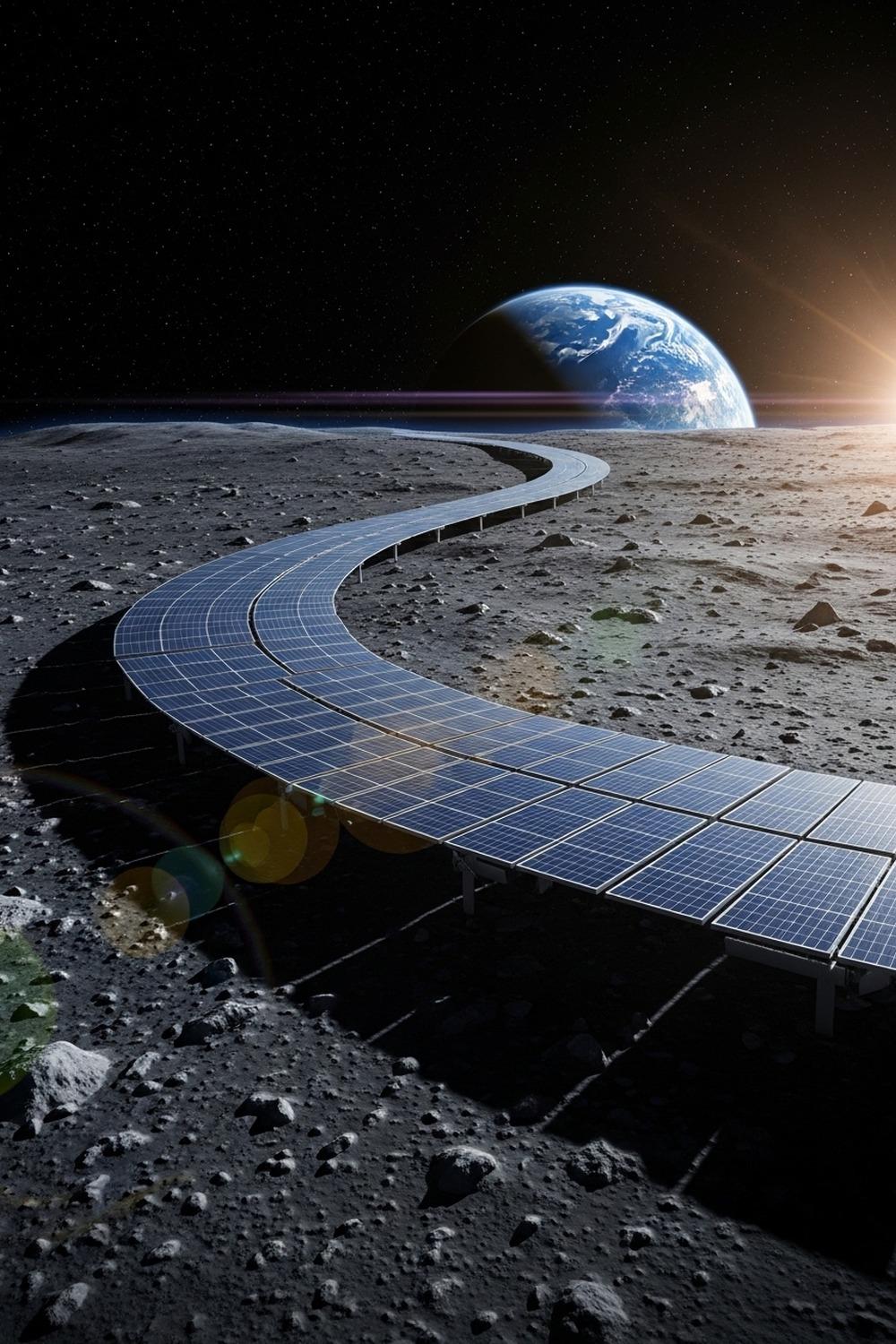 Vast band of solar panels stretching across the Moon