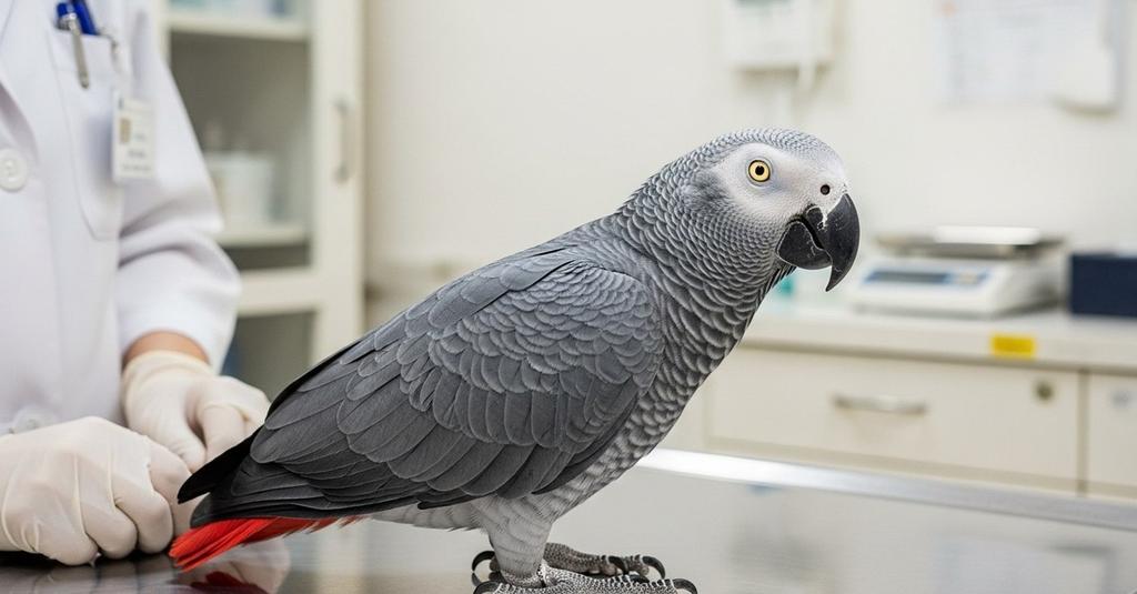 Close-up of an African grey parrot