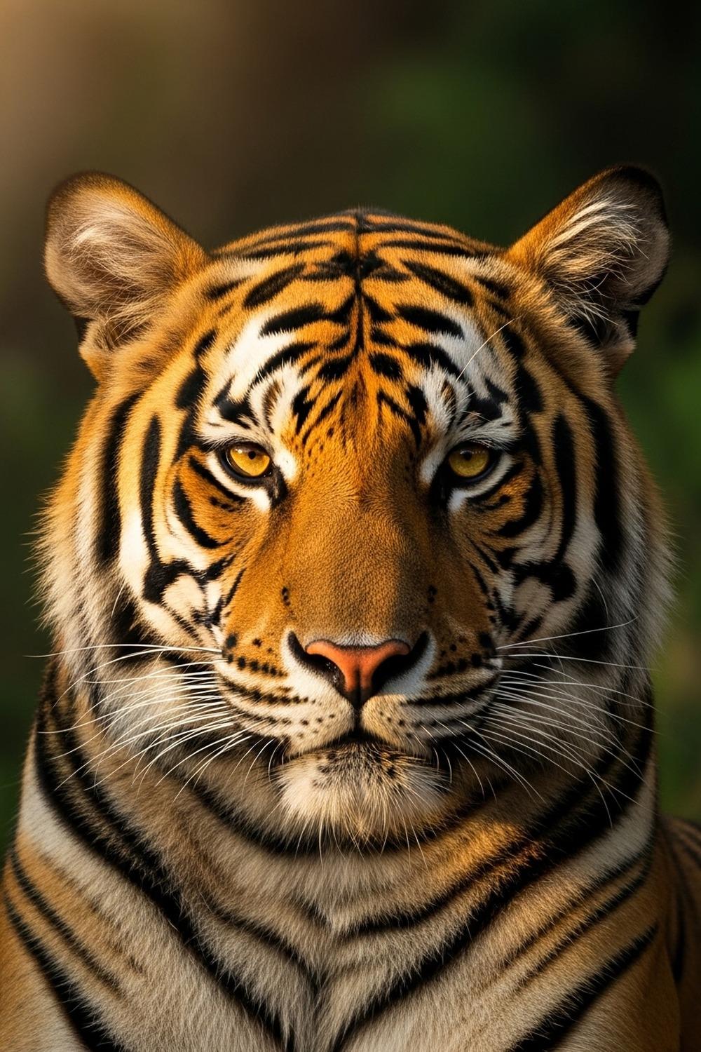 A wild Bengal tiger moving through dense green forest undergrowth in Nepal