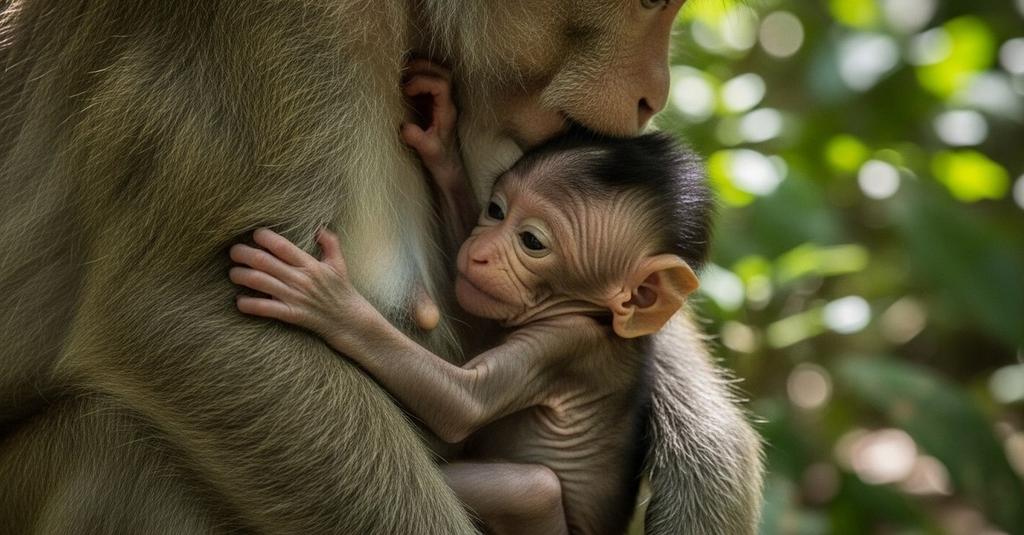 Tiny primate fingers gripping a branch with remarkable strength at birth