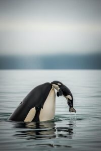 Tahlequah the orca pushing her deceased newborn calf through the Salish Sea