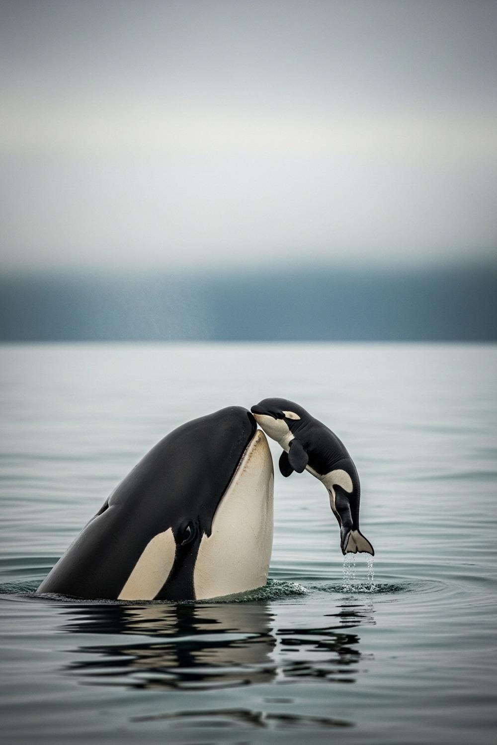 Tahlequah the orca pushing her deceased newborn calf through the Salish Sea