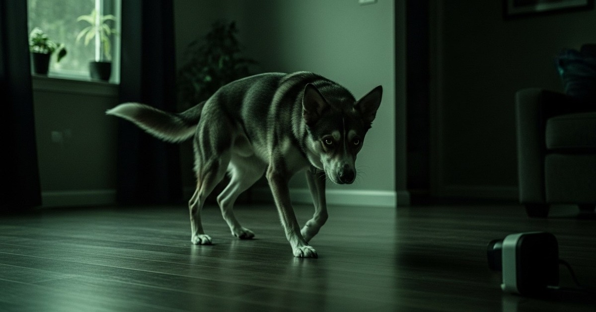 Dog undergoing hydrotherapy session in rehabilitation pool, legs moving through water