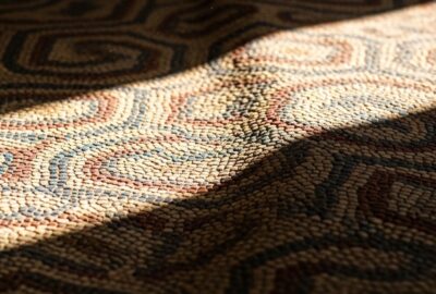 Ancient Roman mosaic floor with subtle seismic ripple visible across geometric marble tesserae