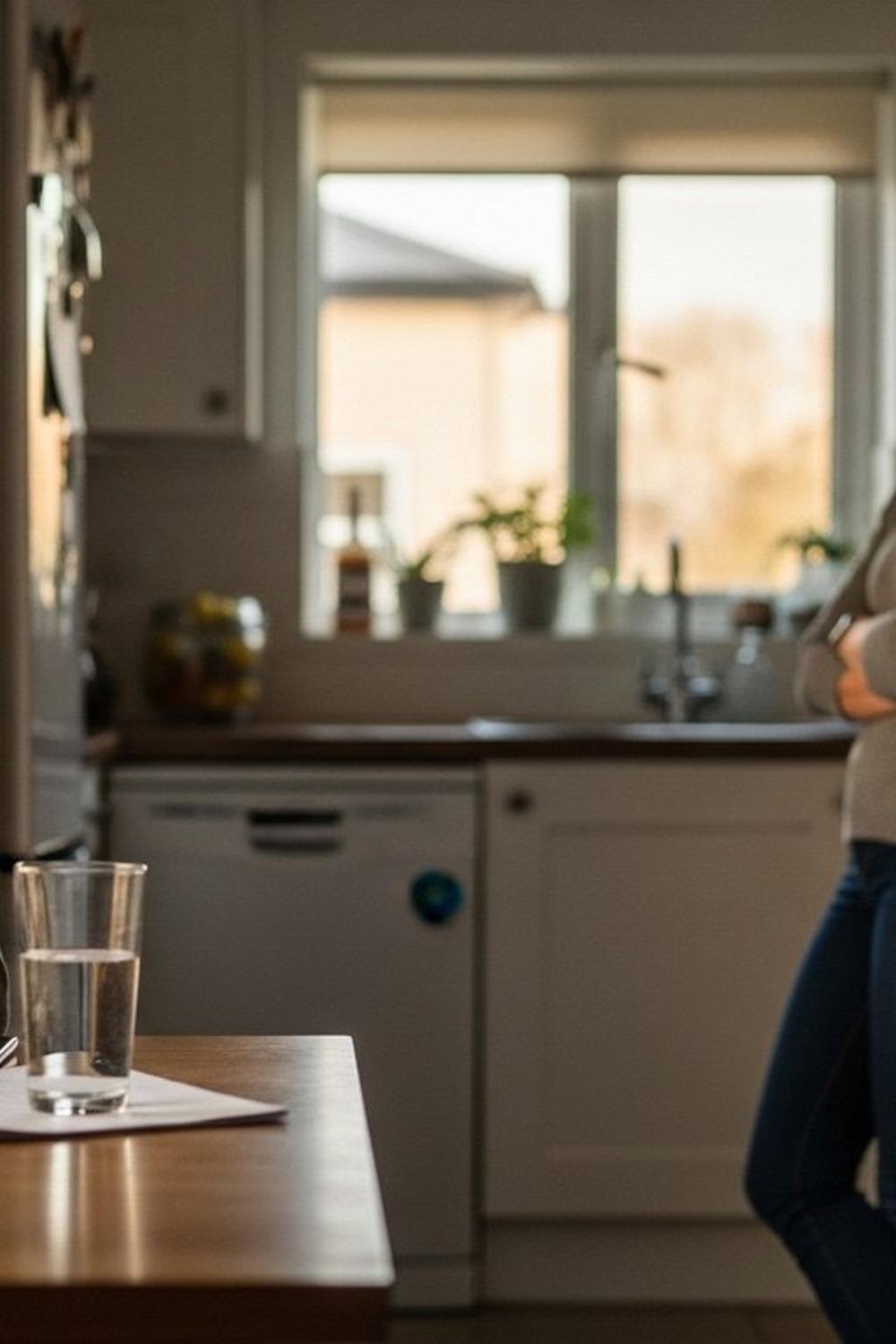 Teenage girl clutching smartphone to chest with worried expression in dim bedroom light