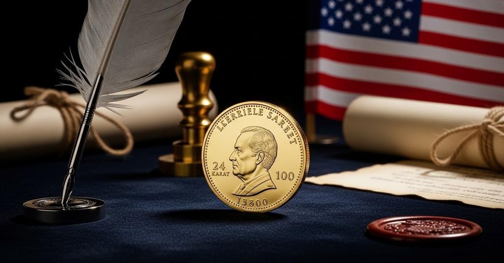 Close-up of antique U.S. commemorative coins displayed on dark velvet collector