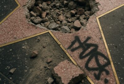 Trump's Hollywood Walk of Fame star heavily vandalized with crater and graffiti