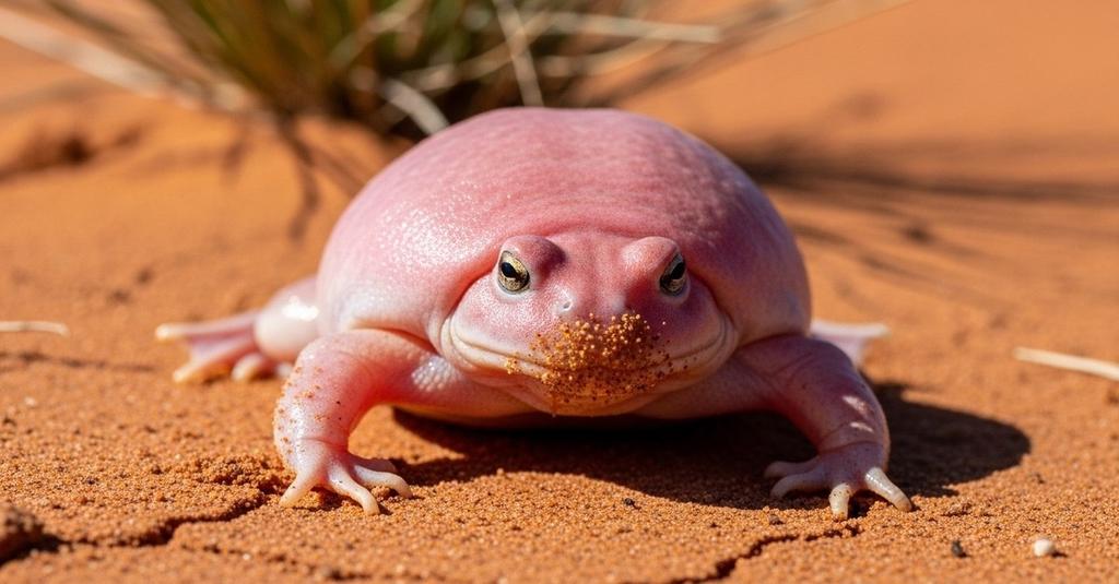 Turtle frog burrowing headfirst into sandy soil in southwestern Australian desert