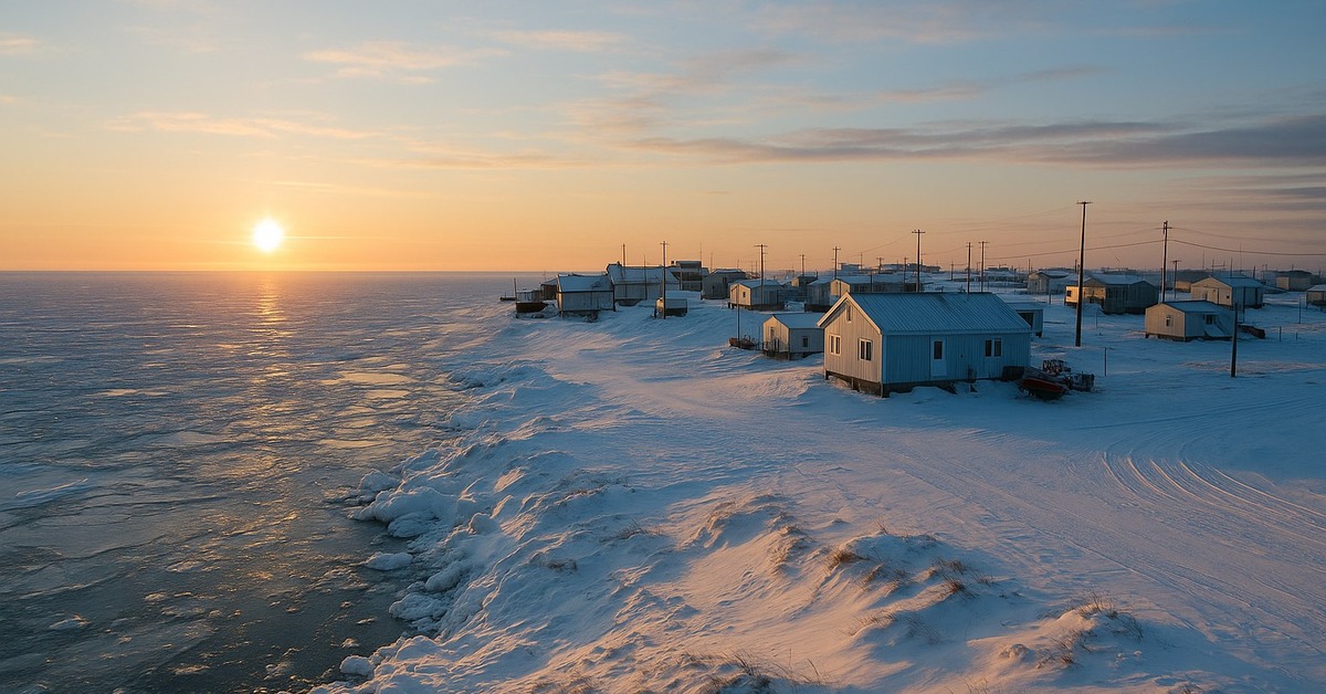 Aurora borealis rippling green and violet over frozen tundra in Utqiagvik Alaska