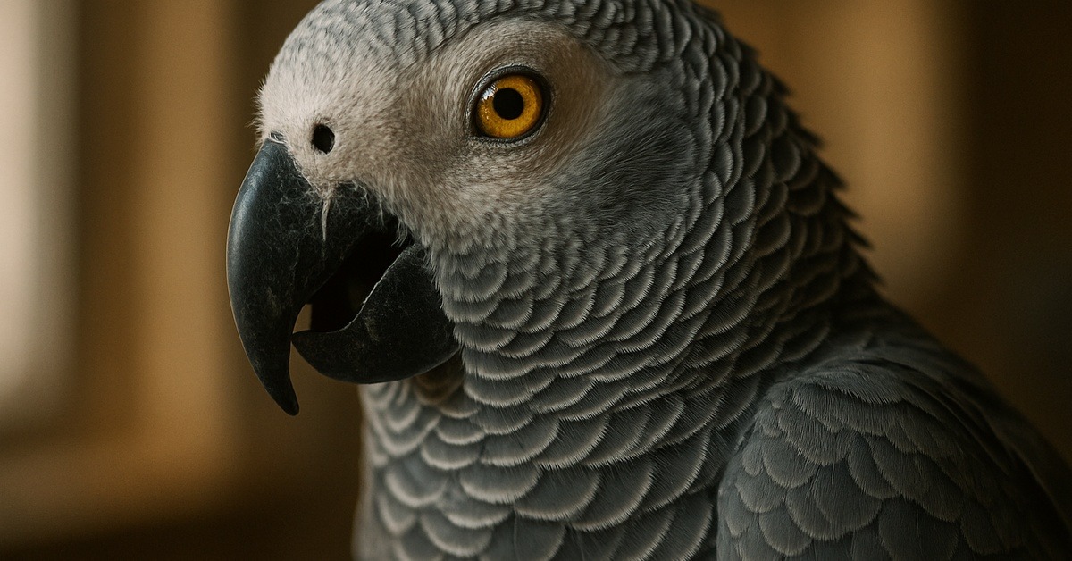 Close-up of African grey parrot
