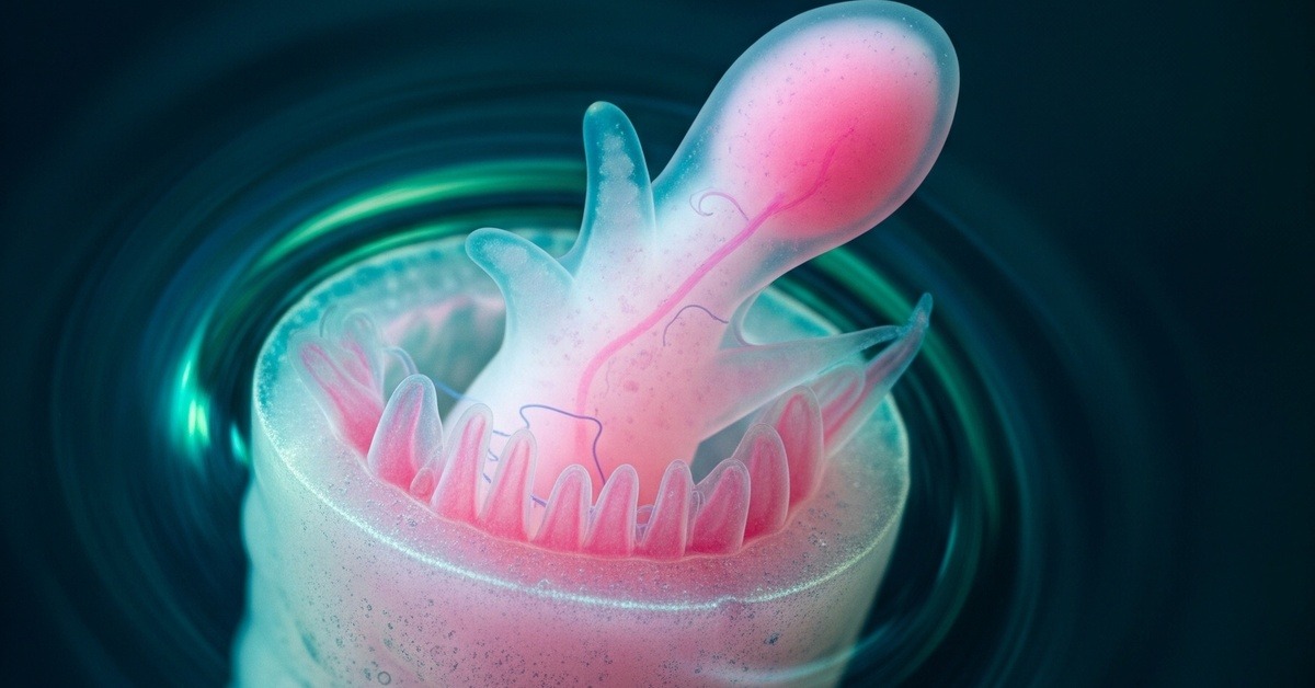 Microscopic view of regenerating axolotl limb tissue showing cellular regrowth patterns