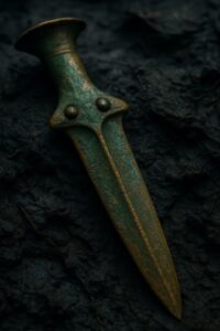 Ancient Bronze Age dagger with intact hilt and blade recovered from Polish Baltic cliffside sediment