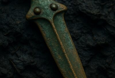 Ancient Bronze Age dagger with intact hilt and blade recovered from Polish Baltic cliffside sediment