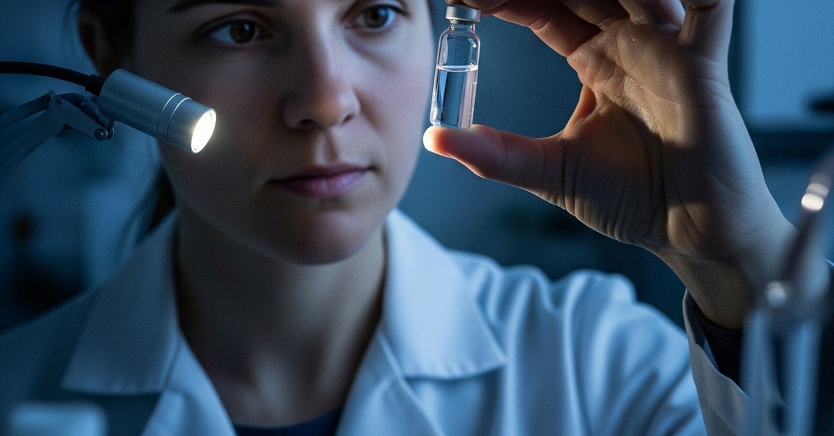 Researcher in laboratory analyzing chemical compounds from human tear samples