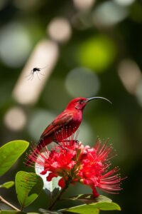 Photo: The Blood-Red Bird That One Mosquito Bite Can Kill