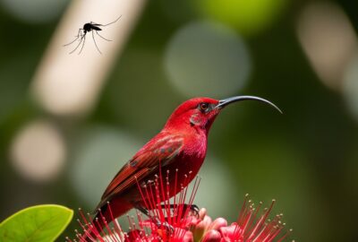 Photo: The Blood-Red Bird That One Mosquito Bite Can Kill