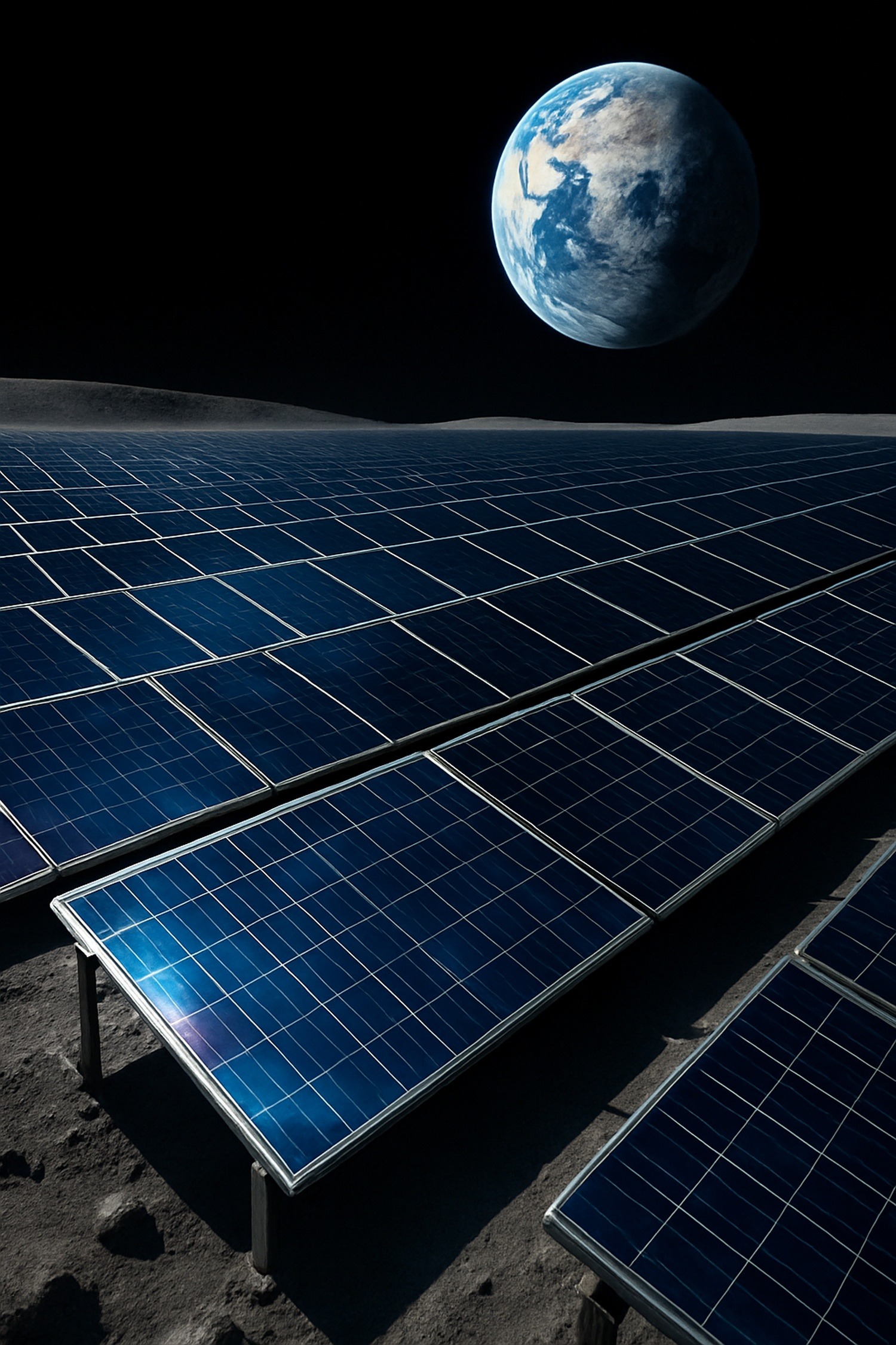 Vast solar panel belt stretching across the Moon