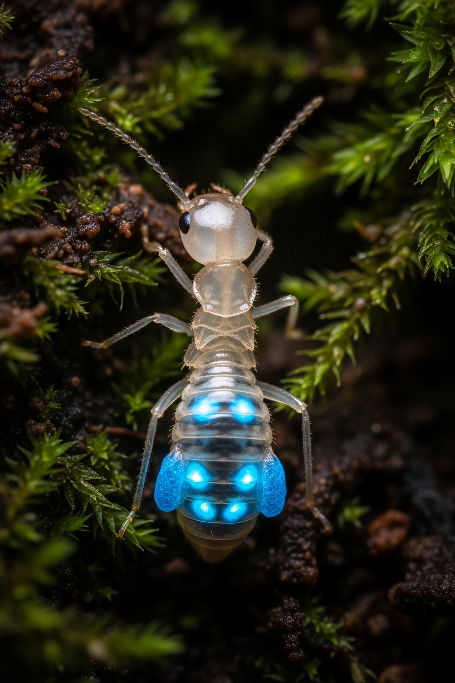 Close-up of a Neocapritermes taracua worker termite showing blue toxic glands on its body