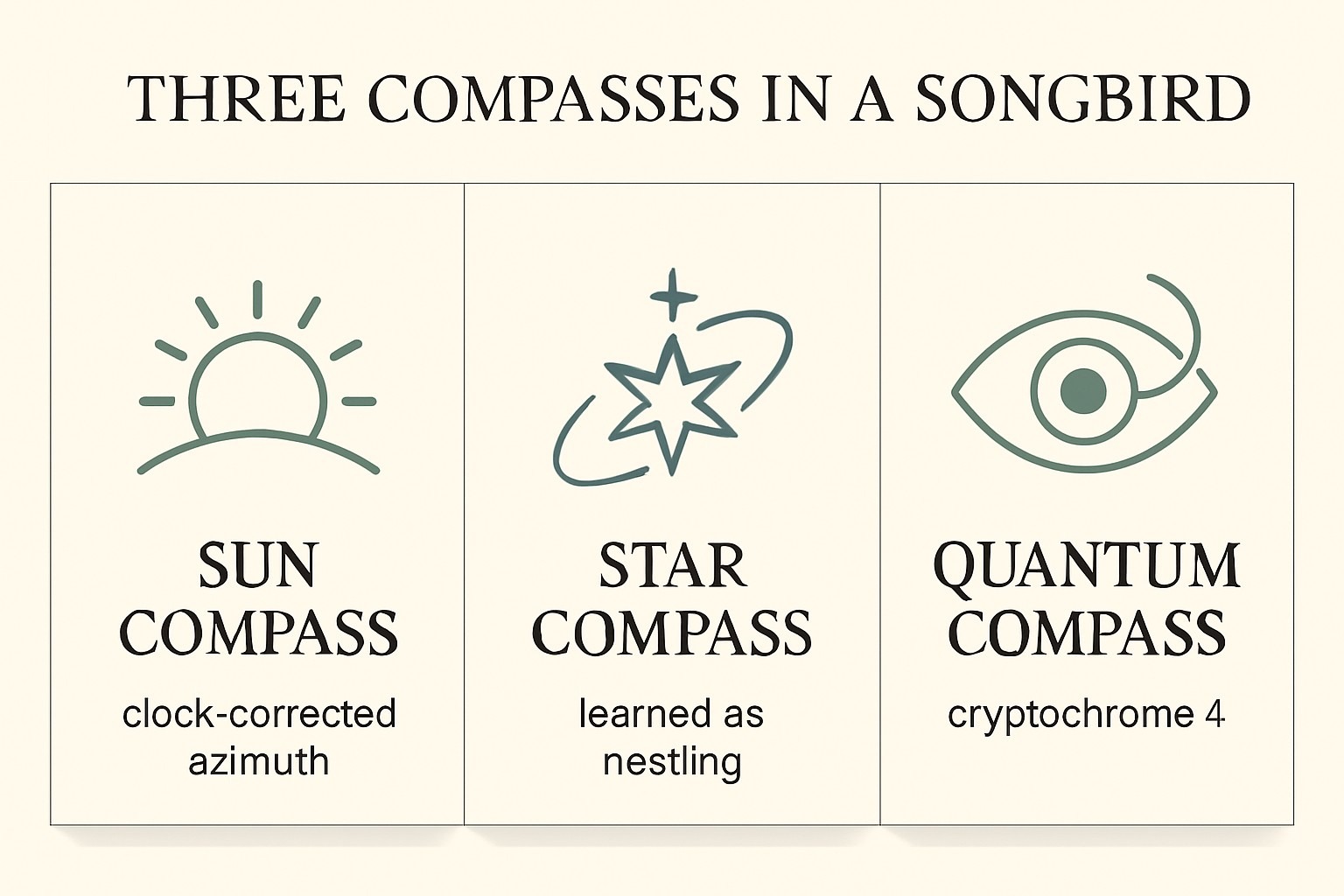 How Birds Navigate: The Magnetic Compass Inside Their Eyes infographic