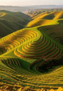 Loess Plateau terraces in China, restored from dust to green by 2009 under the World Bank Watershed Rehabilitation Project