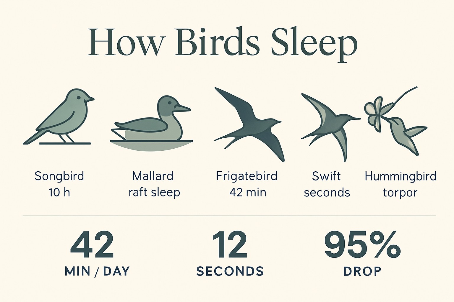 How Do Birds Sleep? Standing, Floating, and Half-Awake infographic