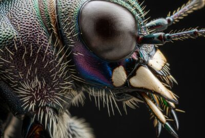 Extreme macro view of an insect spiracle, the valved breathing opening in the side of the exoskeleton
