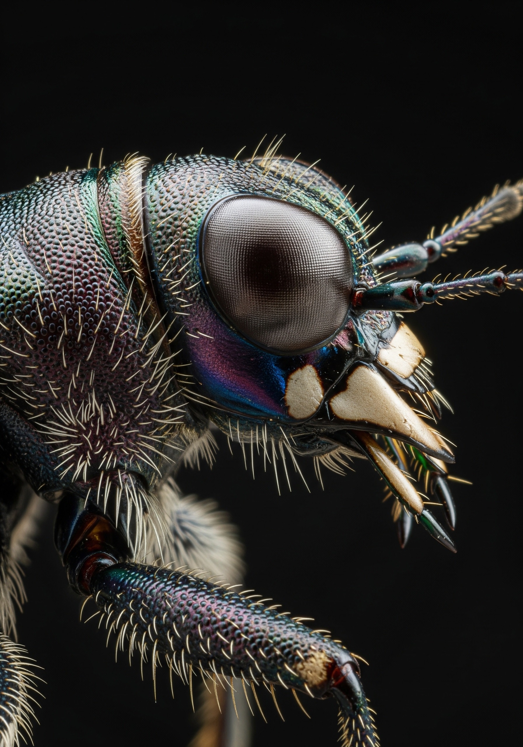 Extreme macro-opname van een insectenspirakel, de klepafsluiterbare ademhalingsopening in de zijkant van het exoskelet
