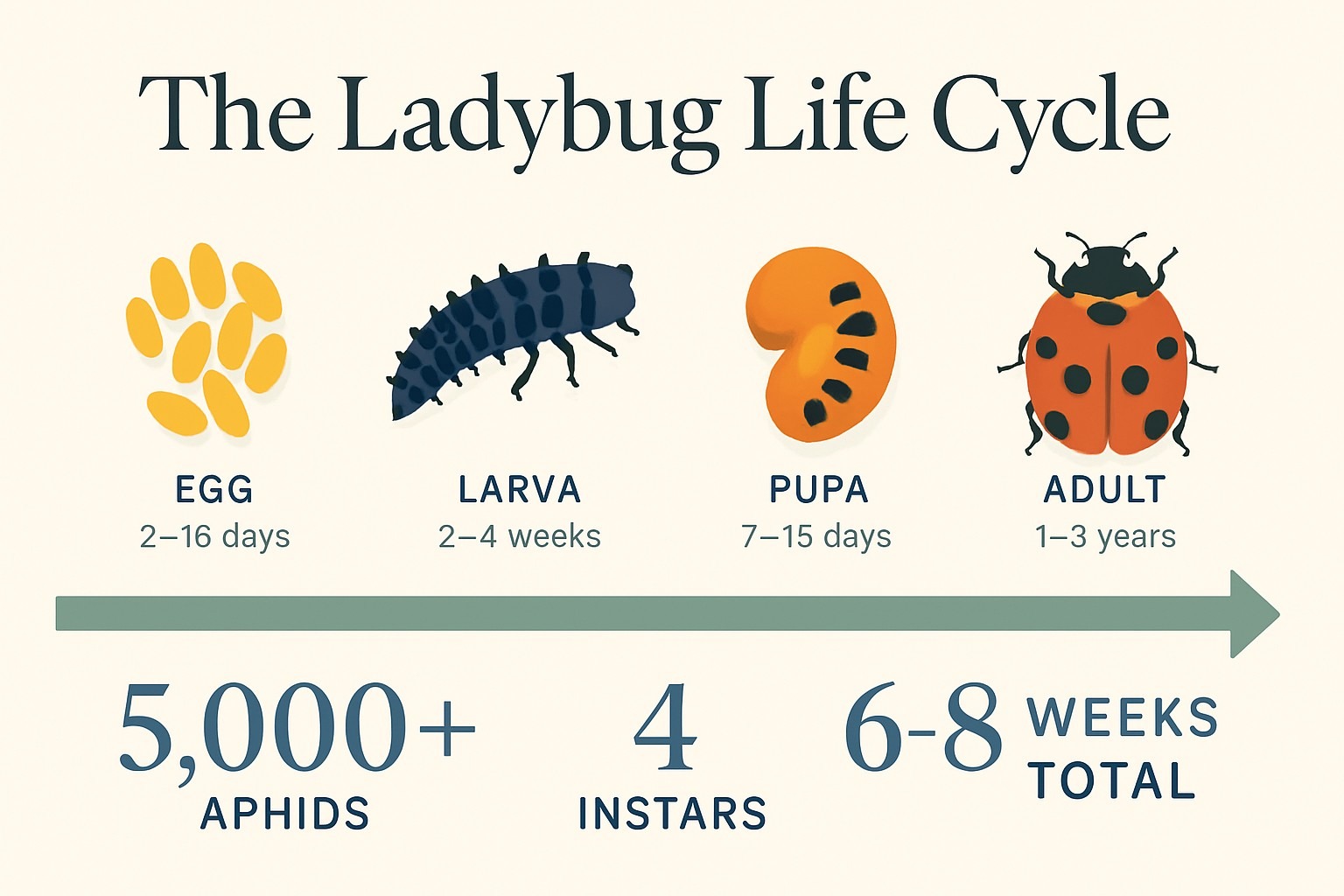 Ladybug Life Cycle Facts: From Egg to Spotted Beetle infographic