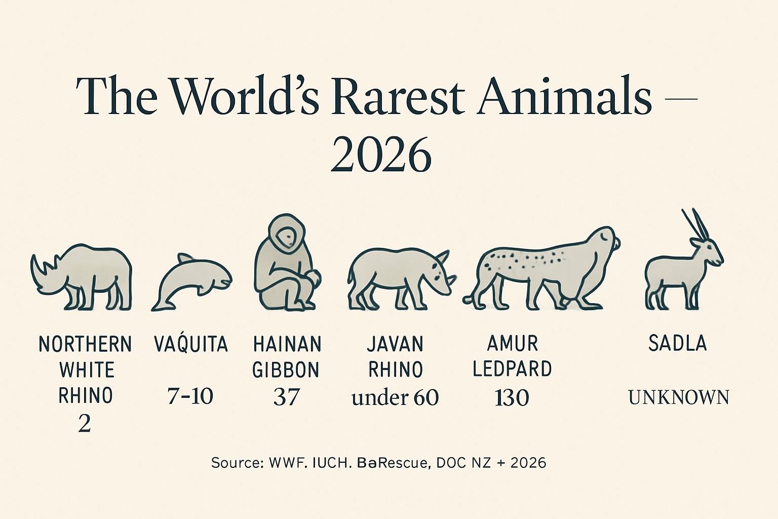 The Rarest Animals in the World Right Now (2026) infographic