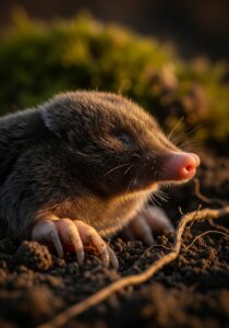 Close-up portrait of a star-nosed mole with twenty-two pink fleshy tentacles radiating from its snout—one of the strangest animals that are real.