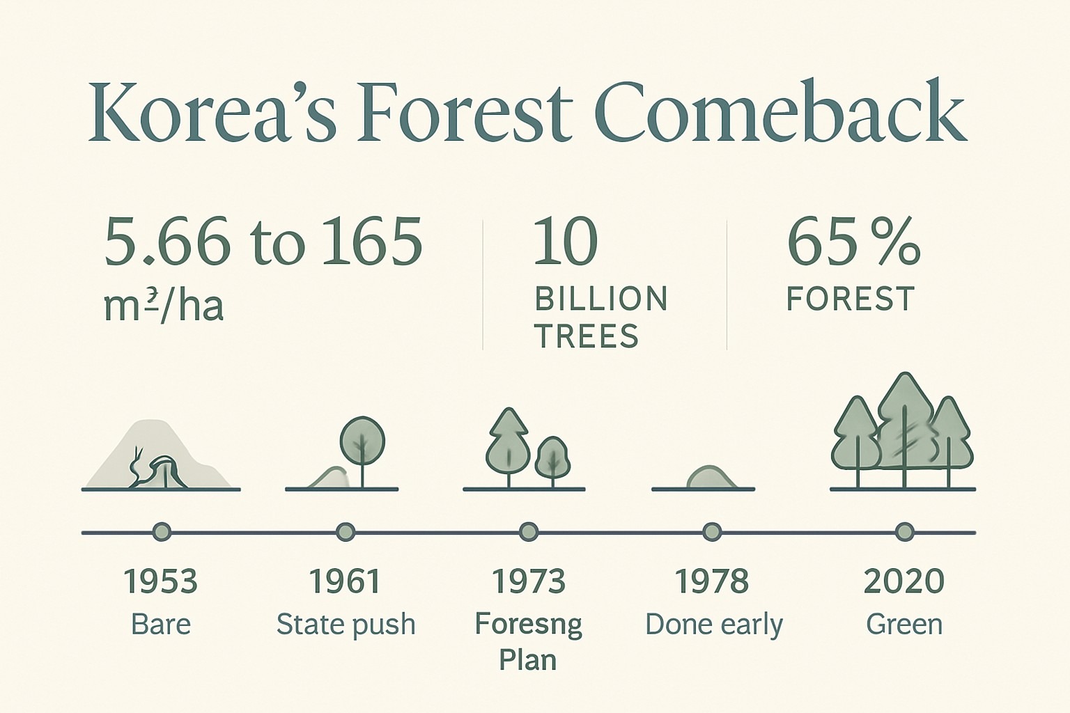 How South Korea Reforested After the War: 10 Billion Trees infographic
