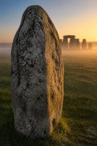 Stonehenge bluestones that travelled 240 km from the Preseli Hills of Wales, standing on Salisbury Plain