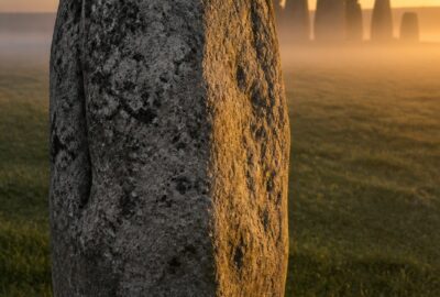 Stonehenge bluestones that travelled 240 km from the Preseli Hills of Wales, standing on Salisbury Plain